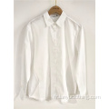 Chemise blanche pure avec col montant pour femme